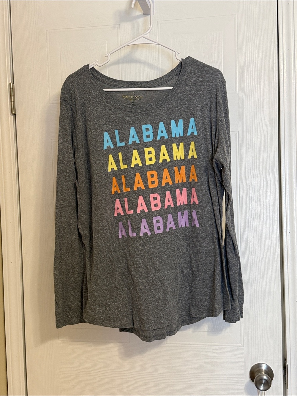 State of Mine Gray Long-Sleeve Tee with Multicolor 'ALABAMA' Print